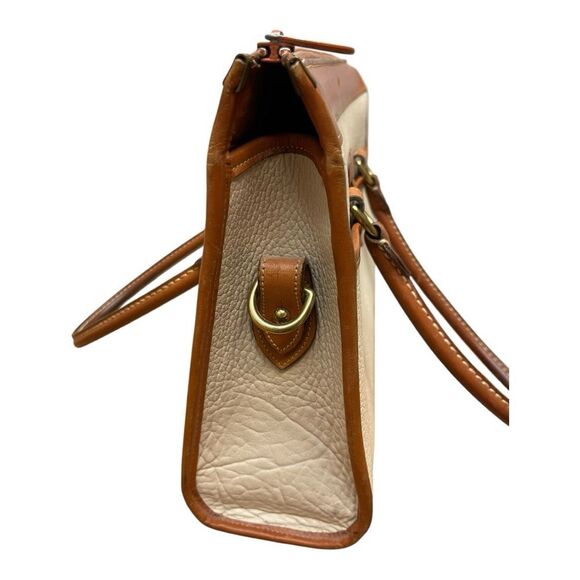 Vintage Dooney & Bourke Gladstone Satchel Elegant Tan Cream Bag All Weather - Picture 5 of 14